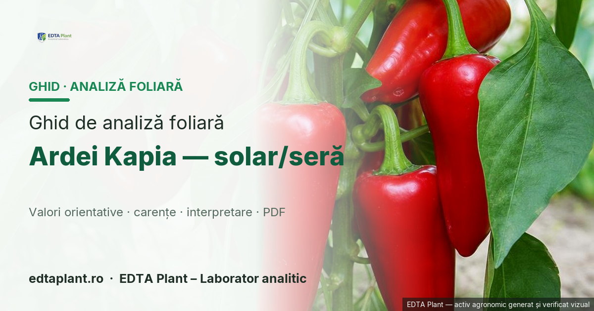 Ardei Kapia — solar/seră (Capsicum annuum L.) — ghid de analiză foliară EDTA Plant