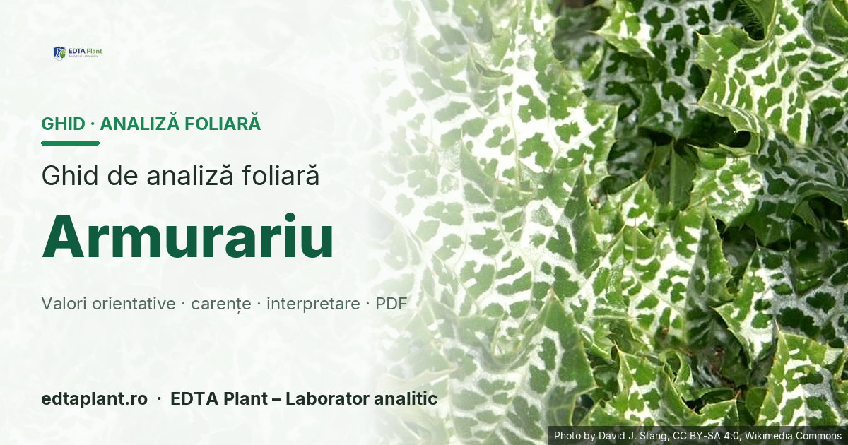 Armurariu (Silybum marianum (L.) Gaertn.) — ghid de analiză foliară EDTA Plant