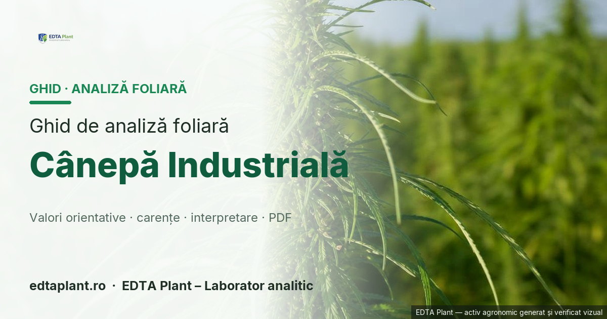 Cânepă Industrială (Cannabis sativa L.) — ghid de analiză foliară EDTA Plant