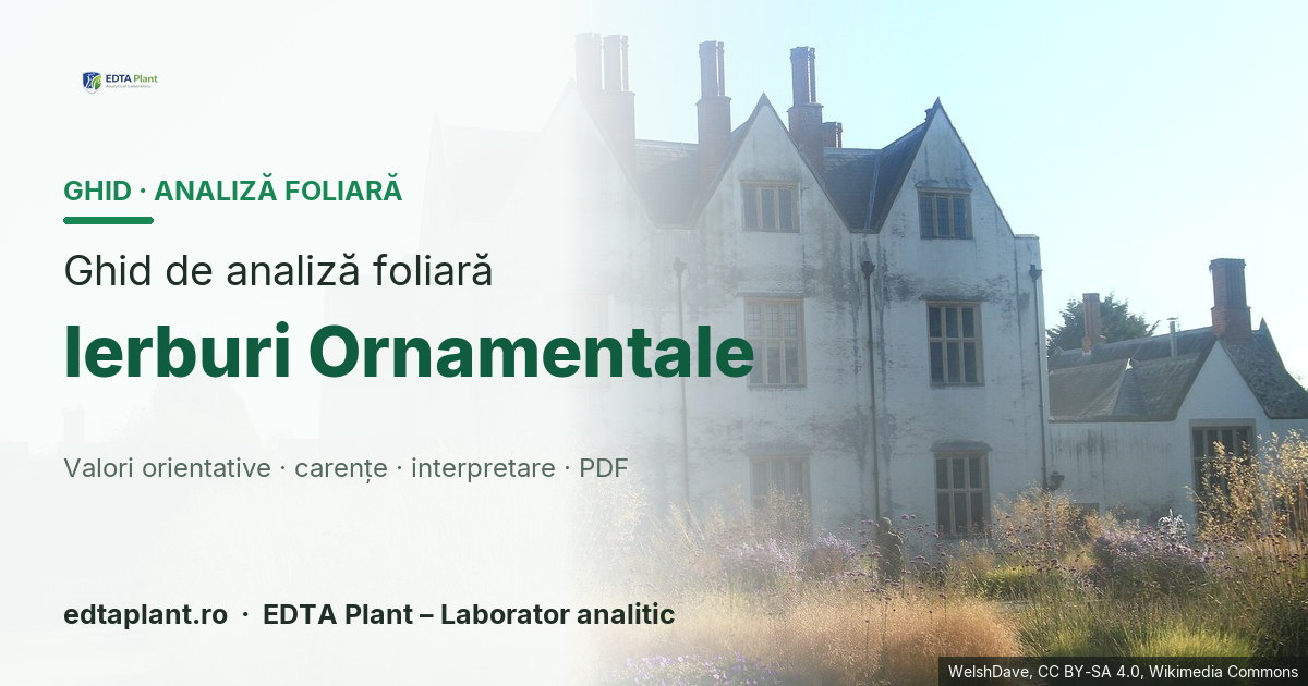 Ierburi Ornamentale (Ierburi ornamentale — grup multispecie Poaceae; ramuri Miscanthus/Pennisetum/Panicum/Muhlenbergia/Festuca) — ghid de analiză foliară EDTA Plant
