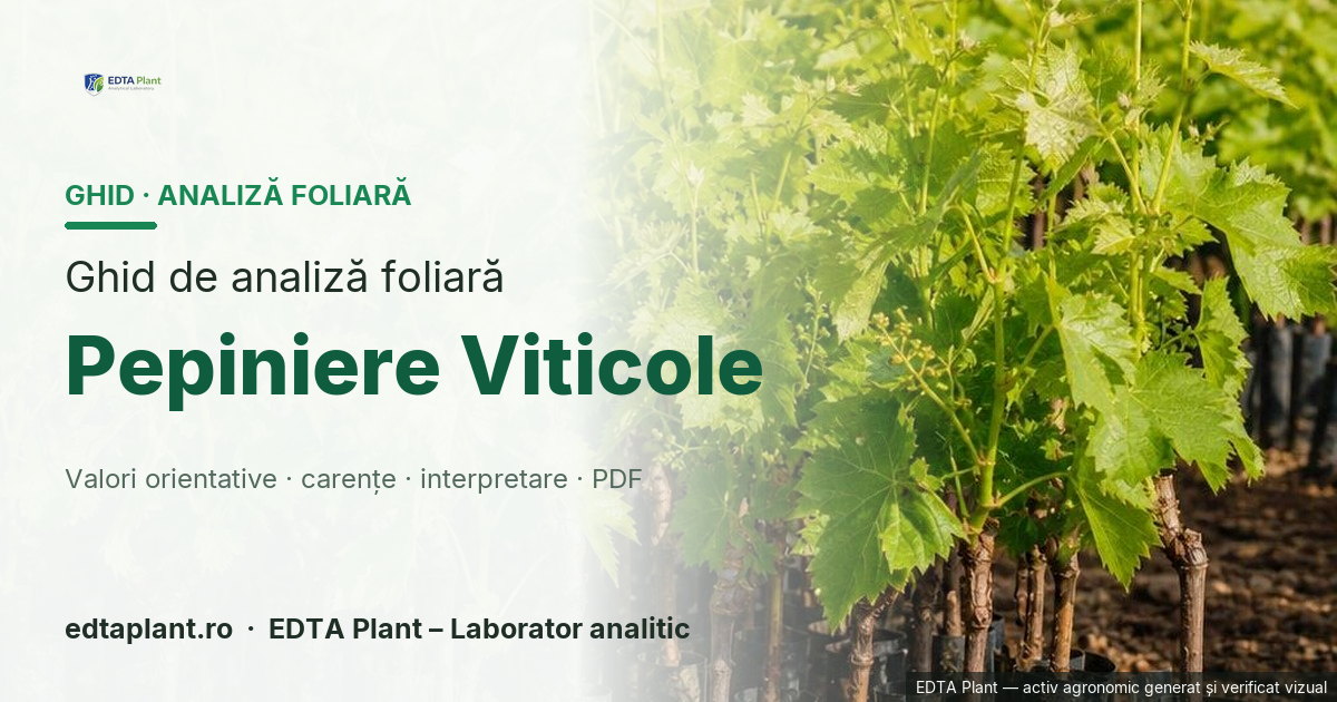 Pepiniere Viticole (TAXON DE CONFIRMAT) — ghid de analiză foliară EDTA Plant