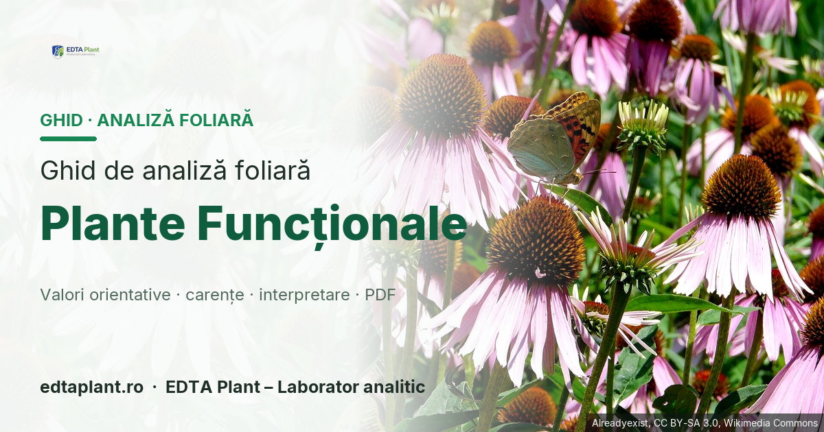 Plante Funcționale (Plante funcționale — categorie comercială/multispecie; ramuri medicinale, aliment funcțional și biofortificare (ex. Echinacea, Gynura, microgreens/culturi Se)) — ghid de analiză foliară EDTA Plant