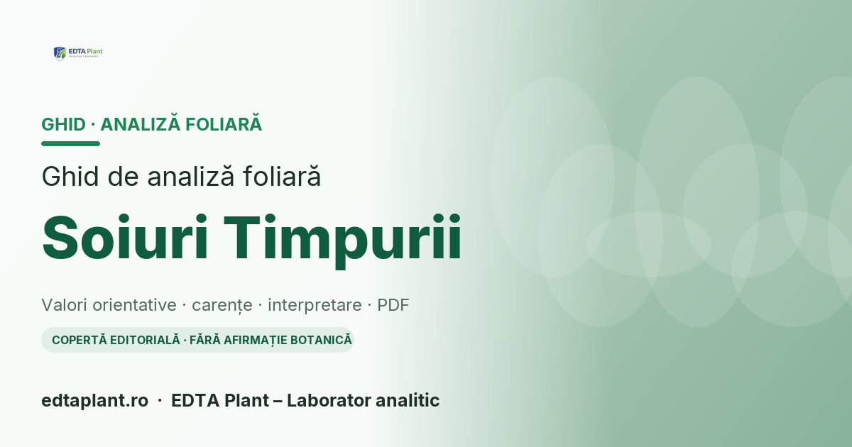 Coperta ghidului de analiză foliară pentru Soiuri Timpurii