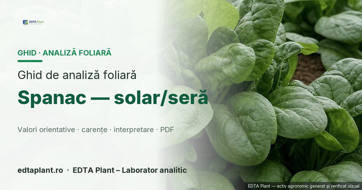 Spanac — solar/seră (Spinacia oleracea L.) — ghid de analiză foliară EDTA Plant