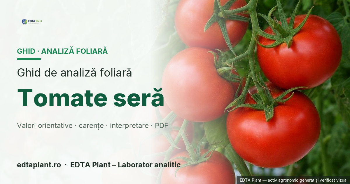 Tomate seră (Solanum lycopersicum L.) — ghid de analiză foliară EDTA Plant