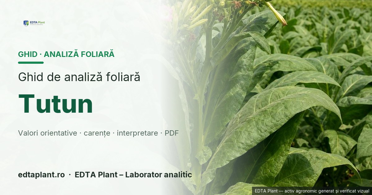 Tutun (Nicotiana tabacum L.) — ghid de analiză foliară EDTA Plant