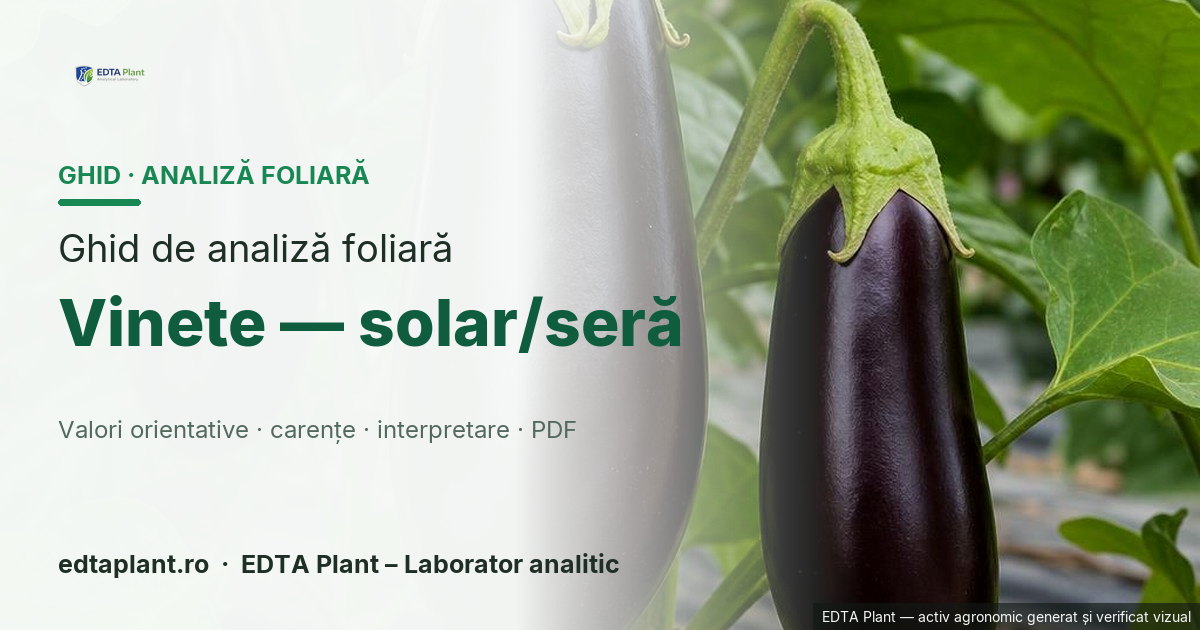 Vinete — solar/seră (Solanum melongena L.) — ghid de analiză foliară EDTA Plant